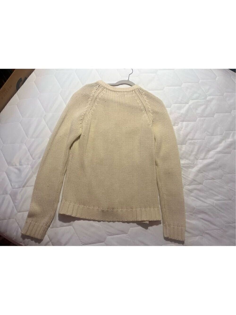 Virgin Acrylic Fiber sweater made in Korea crochet buttons size medium cream - Picture 11 of 11